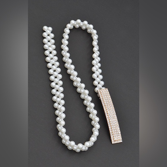 Elegant Rhinestone & Pearl Adjustable Waist Belt - Picture 4 of 4